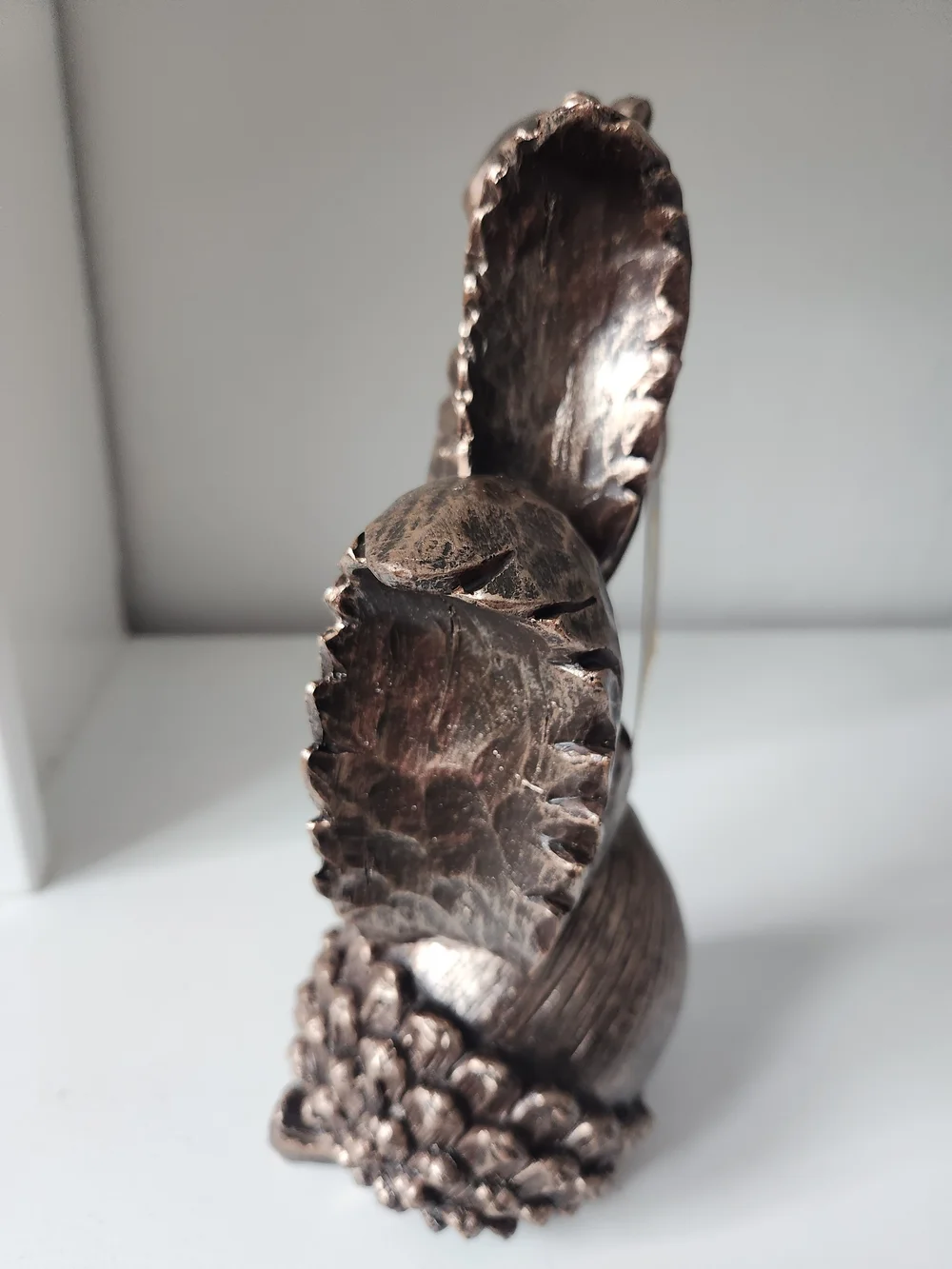 Bronze-Tone Twin Squirrel On Top Of Acorn Resin Figurine Decorative Accent 10 In